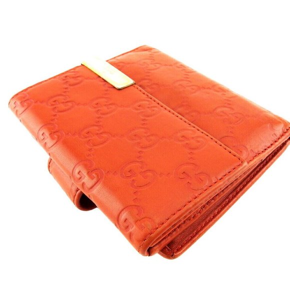 GUCCI W Hook Wallet Gucci Shima Orange Leather Authentic USED T19797 - Picture 4 of 11